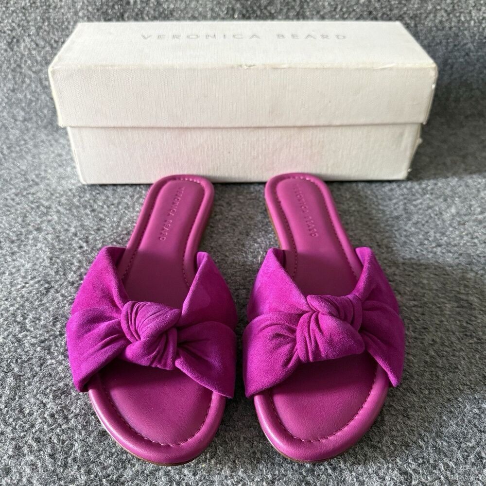 Veronica Beard Salton Raspberry Suede Slide Sandals Slip-On Women’s US 9.5 M